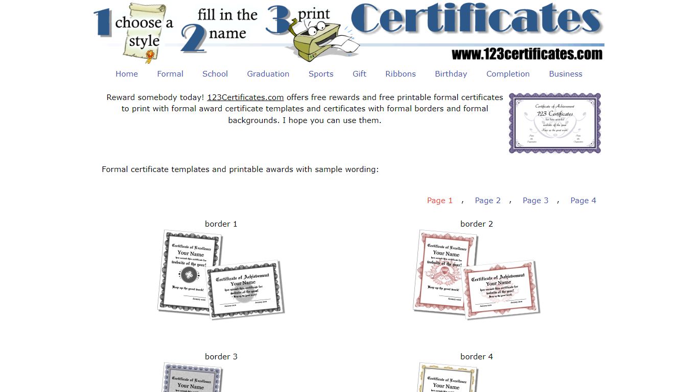 Free printable formal certificate templates - landscape and portrait